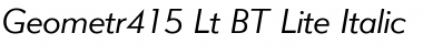 Download Geometr415 Lt BT Lite Italic Font Title Preview