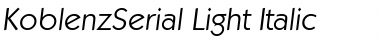 Download KoblenzSerial-Light Italic Font Title Preview