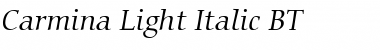 Download Carmina Lt BT Light Italic Font Title Preview